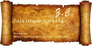 Zeitlinger Cirilla névjegykártya